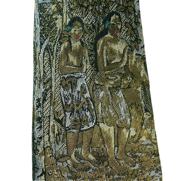 Hawaiian Polynesian Girls Tie Brown Island Women Necktie Made in Italy - Picture 1 of 4